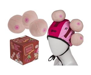 Inevitable Boob Head - Party Game Hat with Pink Foam Balls, Adult Novelty Entertainment Set