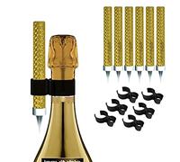 Inevitable Party Flaming Ice Fountain with Bottle Clip for Prosecco and Champagne Bottles (Gold x 6)