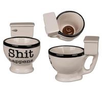 Inevitable Toilet Mug, Stoneware, 'Shit Happens' Novelty Design, 390 ml, 13.4 x 17.2 x 14.8 cm
