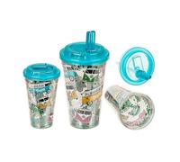 Inevitable Volkswagen Campervan Travel Cup with Straw Lid, 16 cm x 10 cm, Turquoise, Adventure Design