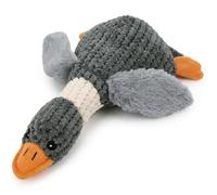 Inevitable Waffle Style Duck Dog Toy, Plush Squeaker Toy with Soft Ears and Feet, 32x8x11cm, Polyester Material (Grey)