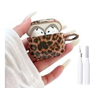 inewateri Compatible for AirPods 4 Case with Cleaner Kit Cute Brown Leopard Cool Amber Retro Aesthetics Design for Girls Woman Shockproof Keychain Cover for Airpods 4nd(2024)-Brown