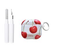 inewateri Compatible for AirPods 4 Case with Cleaner Kit Cute Cherry Aesthetics Design Shockproof Blue Keychain Cover for Girls Woman for Airpods 4nd(2024)-Cherry