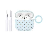 inewateri Compatible for Airpods 4 Case with Cleaner Kit Cute Polka Dot Aesthetics Design Shockproof Keychain Cover for Girls Woman-Blue Brown