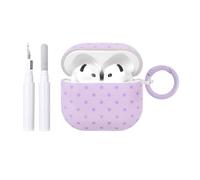 inewateri Compatible for Airpods 4 Case with Cleaner Kit Cute Polka Dot Aesthetics Design Shockproof Keychain Cover for Girls Woman-Purple