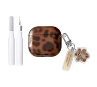 inewateri Compatible for AirPods Pro 3 Case Soft TPU with Cleaner Kit Cute Cheetah Brown Leopard Cool Amber Tortoise Aesthetics Design Shockproof Keychain Cover for Airpods Pro 3-Brown