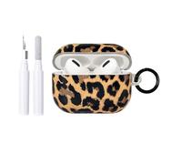 inewateri Compatible for AirPods Pro 3 Case with Cleaner Kit Cute Brown Leopard Cool Amber Retro Aesthetics Design for Girls Woman Shockproof Keychain Cover for Airpods Pro 3-Black