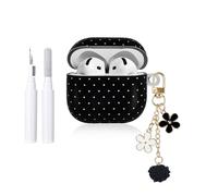 inewateri Compatible for AirPods Pro 3 Case with Cleaner Kit Polka Dot Case Cute Flowers Keychain Aesthetics Design for Girls Woman Shockproof Cover for Airpods Pro 3-Black