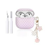 inewateri Compatible for AirPods Pro 3 Case with Cleaner Kit Polka Dot Case Cute Flowers Keychain Aesthetics Design for Girls Woman Shockproof Cover for Airpods Pro 3-Pink