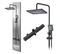 INEX EUROPA Thermostatic Shower Column Matte Black 2 Modes - Overhead Square Shower Head and Handheld - Thermostatic Shower System with Safety Valve and 10-Year Manufacturer’s Warranty