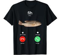 iNexTone Fih Calling Remind me Message Decline Accept Phone Call Fish T-Shirt (5XL,Black)