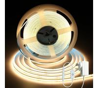 iNextStation 10M COB LED Strip Lights, 24V Warm White 3000K LED Tape Lights with Plug, CRI93+ High Bright Cuttable Dimmable Flexible Light Kit for TV Backlight Bedroom Cabinet Kitchen Ambient Lighting