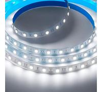 iNextStation 12V LED Strip Light, 5M Cool White LED Tape Lights with 300 LEDs, SMD5050 High Bright Cuttable Flexible Light for Bedroom Mirror Kitchen TV Cabinet Bookcase Stairs Indoor Decor (No Plug)
