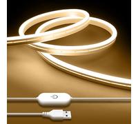 iNextStation 2M Neon LED Strip Light, 3000K Warm White USB Rope Lights, 5V Waterproof Cuttable Dimmable Lights for Bedroom Wardrobe Monitor Mirror Kitchen Cabinet Windows Bar Table Wine Fridge Decor