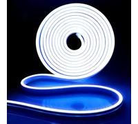 iNextStation Blue LED Strip Lights, 5M Waterproof Neon Rope Light, 12V Outdoor Cuttable Silicone Lights for Gaming Room Monitor Bedroom TV Backlight Bar Wall Pathway Ambient Lighting (No Plug)