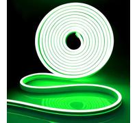 iNextStation Neon LED Strip Light, 12V 5m Dimmable Green Neon Rope Light, Cuttable Outdoor Strip Lights Waterproof for Bedroom Staircase Bar Shop Window Indoors Outdoors DIY Decor (No Power Plug)