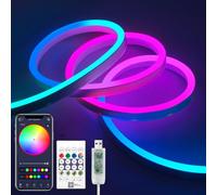 iNextStation Neon LED Strip Light 2m, 5V USB RGBIC Neon Rope Light with Remote Bluetooth APP Control, Colour Changing, Music Sync, for Bedroom Kitchen Party Indoor Outdoor Decor