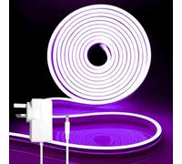 iNextStation Purple Neon Rope Lights, 5M LED Strip Light with Power Plug, 12V Waterproof Cuttable Flexible Silicone Light Kit for Teen Girls Bedroom TV Backlight Gaming Room Monitor Garage Wall Decor