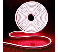 iNextStation Red LED Strip Light, 5M Outdoor Neon Rope Light, 12V Cuttable Waterproof Silicone Lights for Bedroom TV Backlight Gaming Room Monitor Wedding Wall Shop Bar Garage Staircase Decor(No Plug)