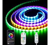 iNextStation RGB Smart IC COB LED Strip Light, 2M USB RGBIC Cuttable Tape Lights, 5V Music Sync Colour Changing Remote Control Lights for TV Backlight Bedroom Monitor Gaming Room Ceiling Ambient Decor