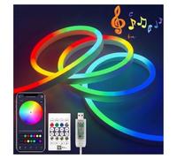 iNextStation RGBIC Outdoor Neon Rope Lights 10M USB Music Sync Waterproof | Colour Changing 5V LED Strip Lights with APP/Remote Control，Cuttable Flexible Light Strips for Acoustic Wall,Cabinet,Shelves