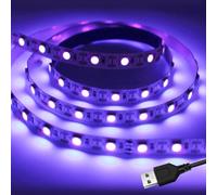iNextStation UV Black Light LED Strip 2M SMD5050 5V USB 395nm-405nm | Cuttable Flexible Silicone Strip Lights for Gaming Room Monitor Bedroom TV Backlight Wedding Tent Ambient Lighting (No Plug)
