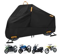 INEZARI Motorcycle Cover Waterproof Outdoor, 300D Heavy Duty Motorcycle Cover for Ninja 250 300 650 1000 Yamaha YZF R1 R7 MT-09 Suzuki GSXR 600 750 1000 Scooter Cover Protection Fits up to 86" - Black