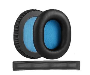 INF 1 Pair PU Protein Leather Ear Pads + 1 Headband for Sennheiser HD8/HD6-9x8x2cm Ear Cushions & 11.2cm Headband Pad, Soft Comfortable Black Replacement Set for Headphones