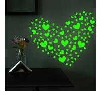 INF 2 sheets of glowing in the dark heart stickers, luminous wall stickers, self-adhesive game wall stickers for children's rooms for glow in the dark stickers