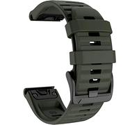 INF 26mm Army Green Silicone Watch Strap for Garmin Fenix 5X/5X Plus/6X/6X Pro/3HR/D2 Charlie/Descent Mk2i/Mk1/Enduro - Waterproof Soft Durable Wristband with Nickel-Free Stainless Steel Buckle