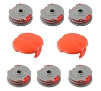 INF 6 PCS Trimmer Spool and Thread Replacement FLY021 for Flymo Grass Trimmer - 6 Spools + 2 Lids, Grey 9.5 x 8.7 cm
