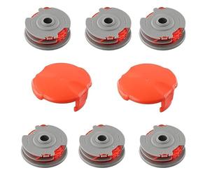 INF 6 PCS Trimmer Spool and Thread Replacement FLY021 for Flymo Grass Trimmer - 6 Spools + 2 Lids, Grey 9.5 x 8.7 cm