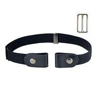 INF Buckleless Elastic Belt for Men Women - Black, PU Leather & Elastic Band, No Buckle Design (Avoids Stomach Pressure), Easy Snap Fasten & Adjustable, Comfortable for Daily/Office/Sitting/Driving