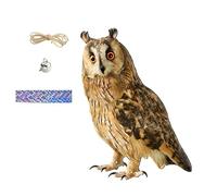 INF Owl Bird Repellent Bell Pendant, Rustic Decor, Complete Set, Bird Repellent Solution, 1 x Animal Repellent Agent, 60 cm Hemp Rope, 60 cm Laser Ribbon