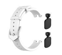 INF Replacement Strap for Garmin Lily Sport Watch - White Genuine Leather Adjustable Bracelet, 1.1cm Width 22cm Length, Soft Comfortable Watchband with 2 Changing Tools, Unisex Fit for Daily/Casual We