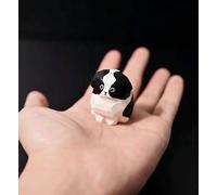 INF-STAR Cute Small Wood Border Collie Figurine,1.6'' Handmade Carved BC Statue, Unique Bordie Dog Figure Collectibles Home Decor Gift for Dog Lover