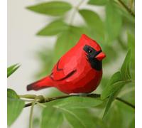 INF-STAR Handcrafted Red Cardinal Figurine - Small Wooden Christmas Red Bird Statue Decor for Shelf, Desk, or Mantel - Eco-Friendly for Women & Collectors