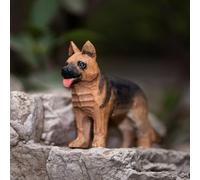 INF-STAR Handmade Wood Carving German Shepherd Dog Figurines, Small German Shepherd Statue Figure Collectibles for Home Decor Gift, White Cardboard Outer Packaging