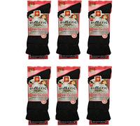 Infallible Inc Ladies Womens Diabetic Socks Cotton Wool Ladies Non Elastic Wider Top UK Size 4-8 2.4 Tog Mixed Colours in Pack of 1, 3, 6 (6 Pack - Black Only Merino Diabetic Ladies)