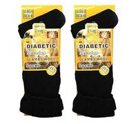 Infallible Inc Men's Diabetic Merino Wool Thermal Heated Extra Warm Socks 2.4TOG (-25°C resistant) UK Size 6-11 - Hiking, Walking, Outdoor Winter Socks (Pack of 2 (Plain Black))