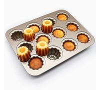 INFANGHUA Canele Molds Cake Pan Carbon Steel,12-Cavity Non-Stick Cannele Moulds Bakeware for Oven Baking Cup Cake
