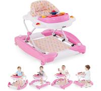 INFANS Baby Walker, 5 in 1 Behind Walker Learning Seated Rocker Bouncer with Removable Music Tray, Adjustable Height, Washable Seat Cushion, Foldable