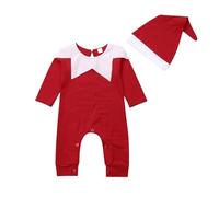 Infant Baby Boy Girl Clothing Long Sleeve Santa Claus Romper Jumpsuit with Hat Christmas Baby Elf Costume (A Red, 18-24 Months)
