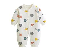 Infant Baby Boy Girl Heart Graphic Print Romper Cute Long Sleeve Jumpsuit Playsuits Coming Home Outfits Newborn One-Piece Solid Color Toddler Bodysuit Grow Clothes (Beige, 0-3 Months)