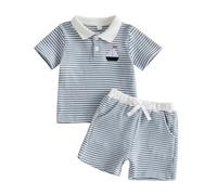 Infant Baby Boy Summer Clothes Short Sleeve Button Romper Elastic Waist Shorts Set Bodysuit Newborn Two Piece Outfit Boys Casual Set (Sky Blue, 2-3 Years)