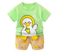 Infant Baby Cute Duckling Outfit for Toddlers Adorable Duck T-Shirt and Shorts Set Newborn Baby Cotton Romper Outfits Suit Toddler Clothing Sets for Playt me and Outdoor Advent res (Green, 80)