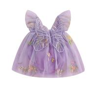Infant Baby Girl Romper Dress Newborn Baby Girls' Bodysuits Sleeveless Flower 3D Butterfly Embroidery Jumpsuit Princess Dress A-Line Baptism Wedding Birthday Dress (Purple, 9-12 Months)