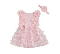 Infant Baby Girl Romper Dress Newborn Baby Girls' Bodysuits Tulle Skirt Flower Embroidery Jumpsuit Princess Dress Pageant Baptism Birthday Dress with Headband (Light Pink, 0-3 Months)