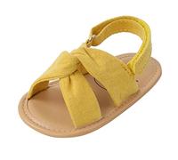 Infant Baby Girls Boys Sandals Open Toe Soft Insole Lightweight Flat Slippers with Adjustable Strap Summer Beach Outdoor First Walking Shoes for Little Kids (Yellow, 6 Infant)
