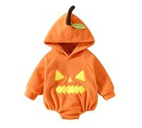 Infant Baby Halloween Costume Sleeveless Pumpkin Hoodie Romper Shoes Set | Pumpkin embroidery sleeveless hoodie romper with shoes 3M to 24M baby unisex Halloween party